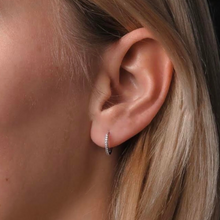 Load image into Gallery viewer, 14k Gold 12MM Diamond Huggie Earrings