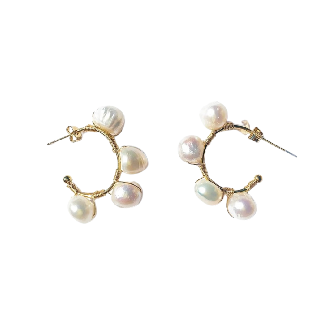 WRAPPED PEARL HOOPS