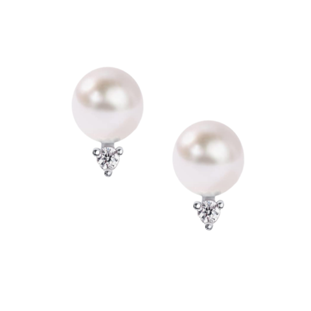 Pearl + White Topaz Studs