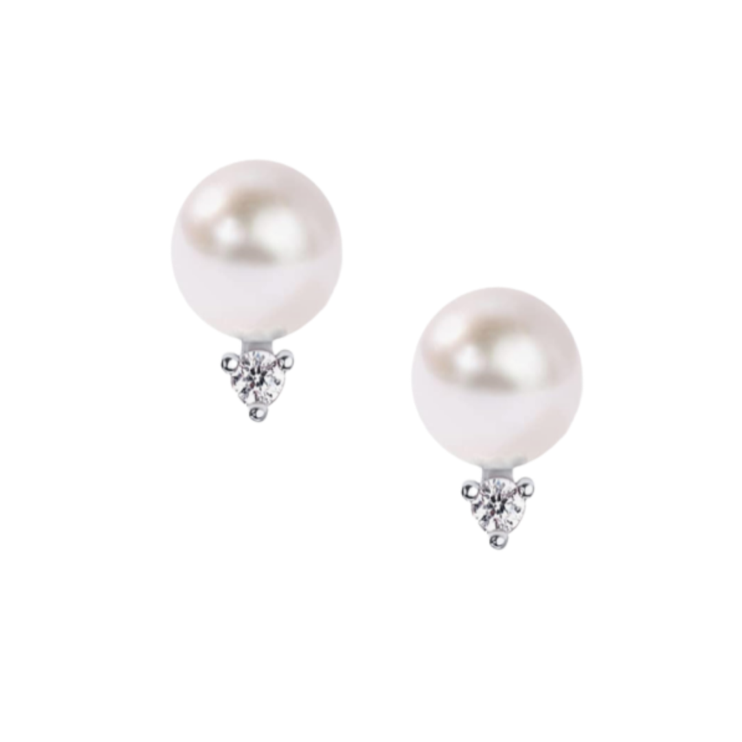 Pearl + White Topaz Studs