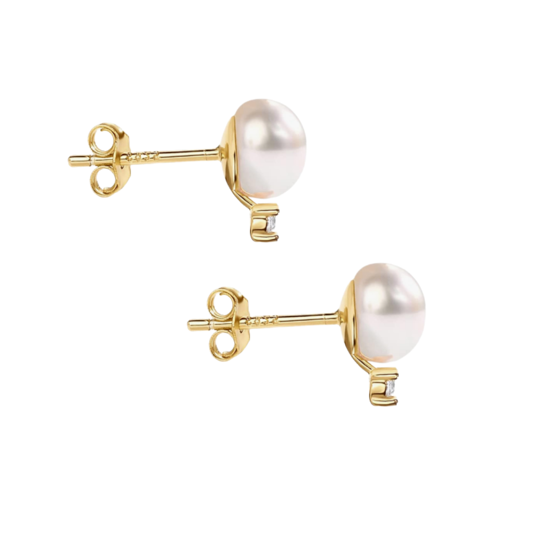 Pearl + White Topaz Studs