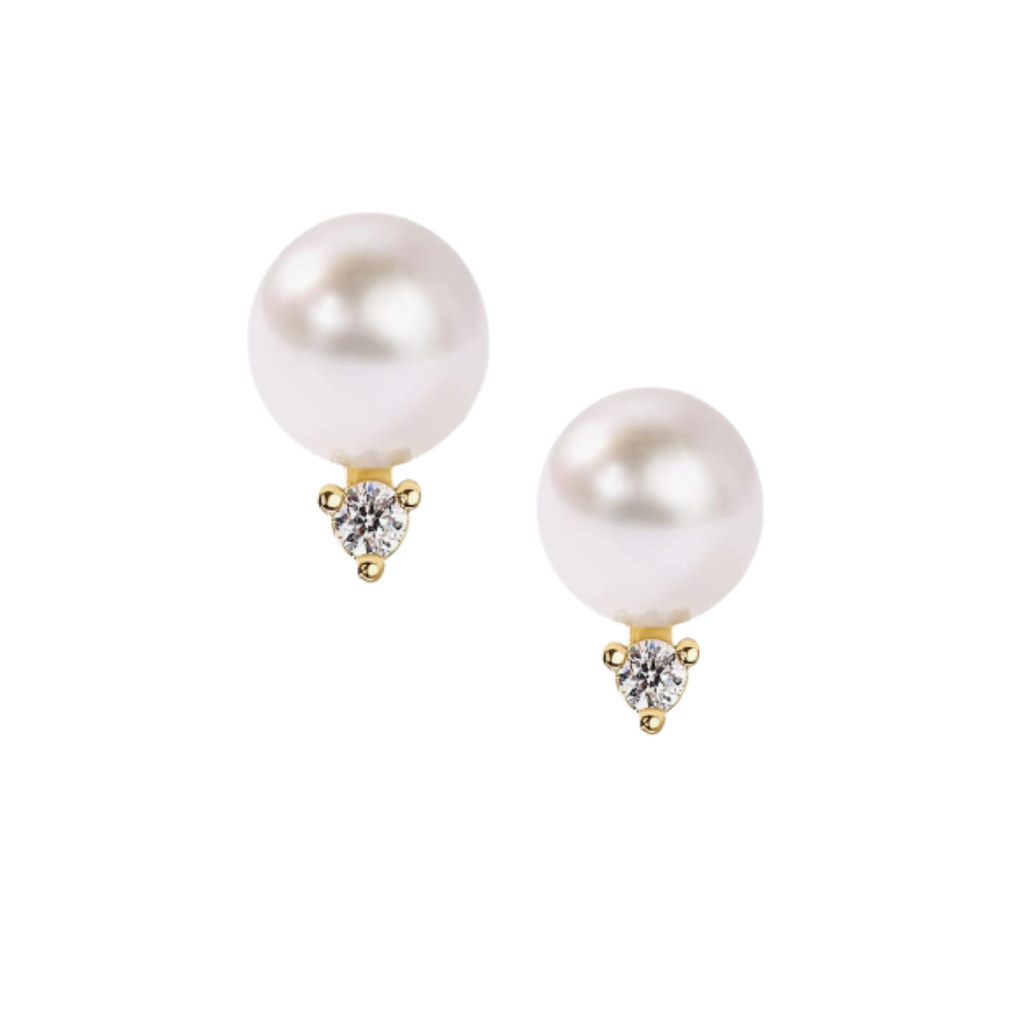 Pearl + White Topaz Studs