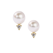Load image into Gallery viewer, Pearl + White Topaz Studs
