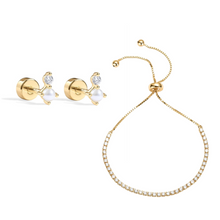 Load image into Gallery viewer, PEARL TOPAZ STUDS + TOPAZ Tennis
