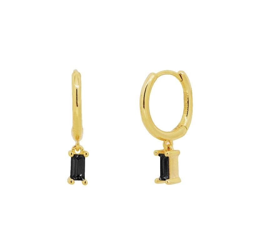 GOLD AND ONYX HOOPS
