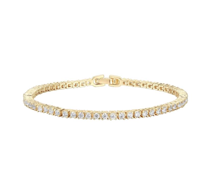 TENNIS BRACELET 22k gold filled white topaz