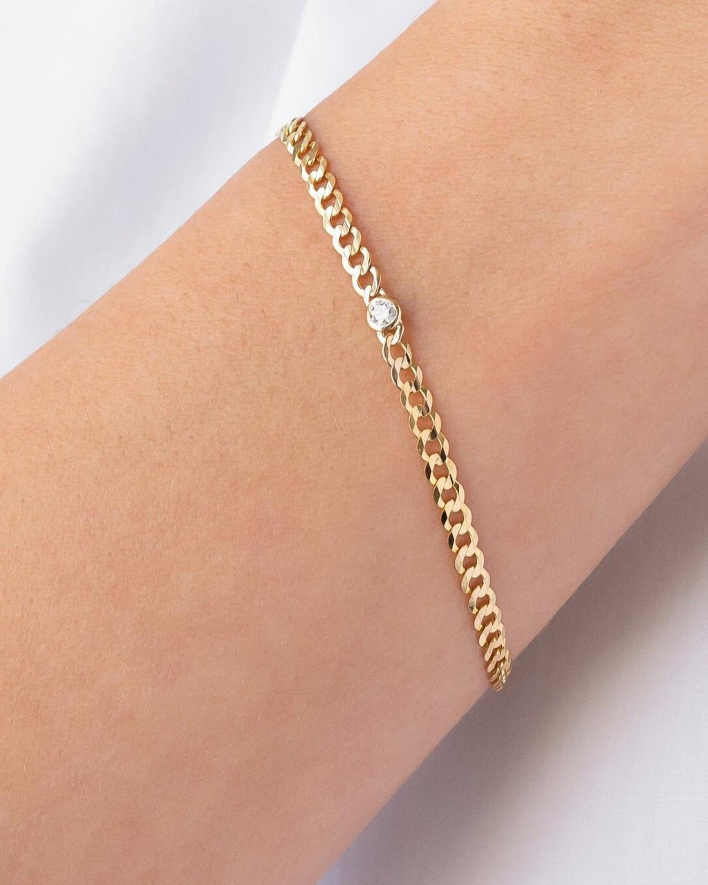 14k GOLD CUBAN LINK DIAMOND BRACELET