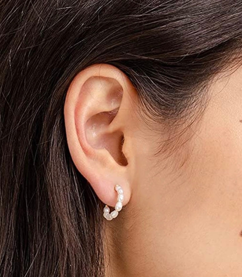Mini Pearl Hoops