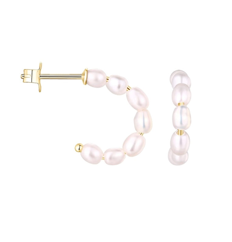 Mini Pearl Hoops
